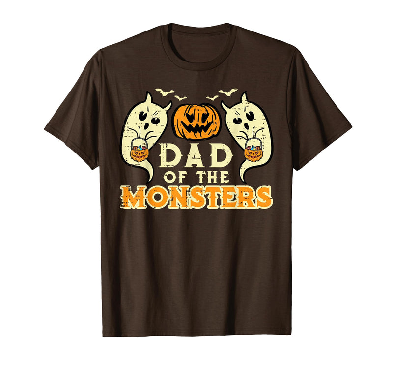 Mens Halloween Shirts For Dad Daddy Papa Men Halloween Dad of Monsters Funny Family Costume Papa Daddy T-Shirt - Brown