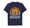 Im With Butterfly Halloween Costume Party Gift I'm with Butterfly Halloween Costume Matching Couples Party T-Shirt - Navy