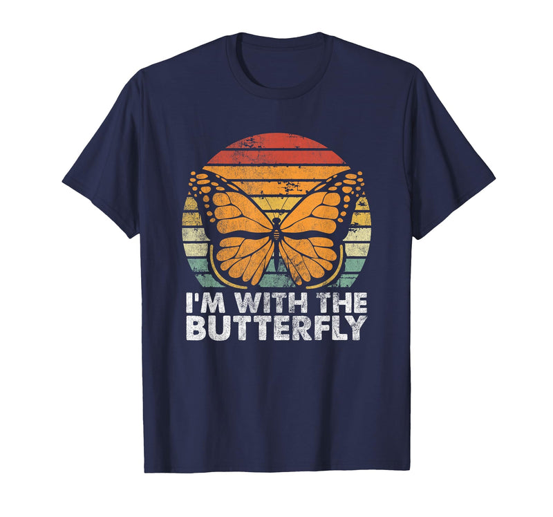 Im With Butterfly Halloween Costume Party Gift I'm with Butterfly Halloween Costume Matching Couples Party T-Shirt - Navy