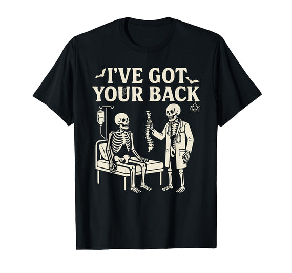 Halloween Costume For Doctor I've Got Your Back I've Got Your Back Halloween Skeleton Doctor Costume T-Shirt - Black