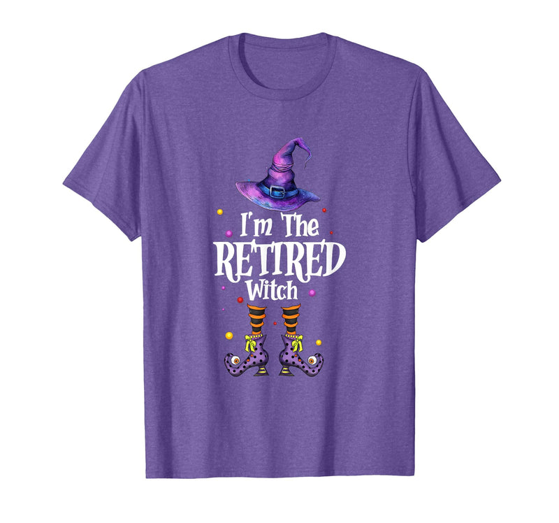 Funny Quote Horror Costume Party Family Friends I'm The Retired Witch Spooky Scary Halloween Retiree Women T-Shirt - Purple