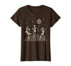 Sollomio Skeletons Dancing at The Club with a Disco Ball Halloween T-Shirt - Brown