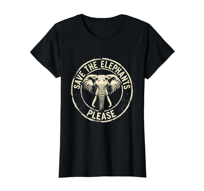 Mademark Save The Elephants Please Wildlife Advocate Design T-Shirt - Women - Black