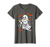 Ghost Halloween Lover Gift Co. Boo Ghost Playing Flute Halloween Musical Instrument T-Shirt - Asphalt Grey