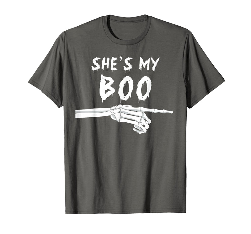 Miftees Matching Halloween Tees She's My Boo Matching Halloween Costume She's My Boo T-Shirt - Asphalt Grey