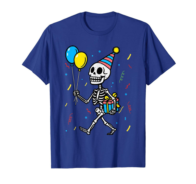 Halloween Tees for Women Men Kids Skeleton Birthday Halloween Costume Boys Teens Girls Kids T-Shirt - Royal Blue