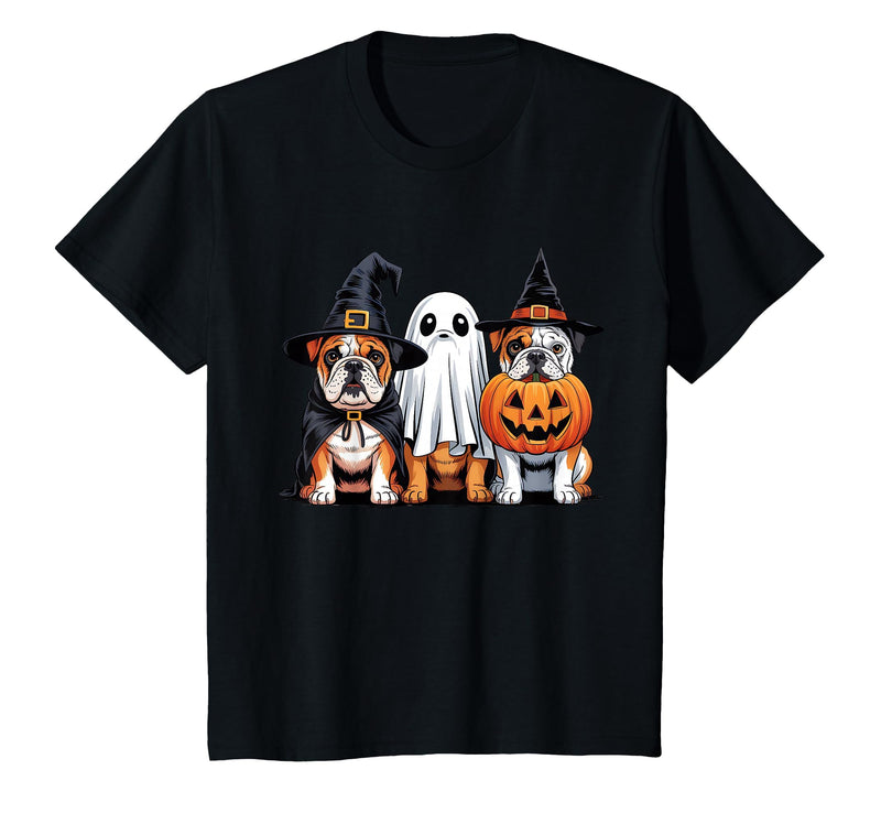 English Bulldog Halloween Funny Dog Lover Pumpkin Witch T-Shirt - Black