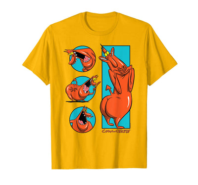 Cow and Chicken Red Guy Poses Collage Cartoon T-Shirt