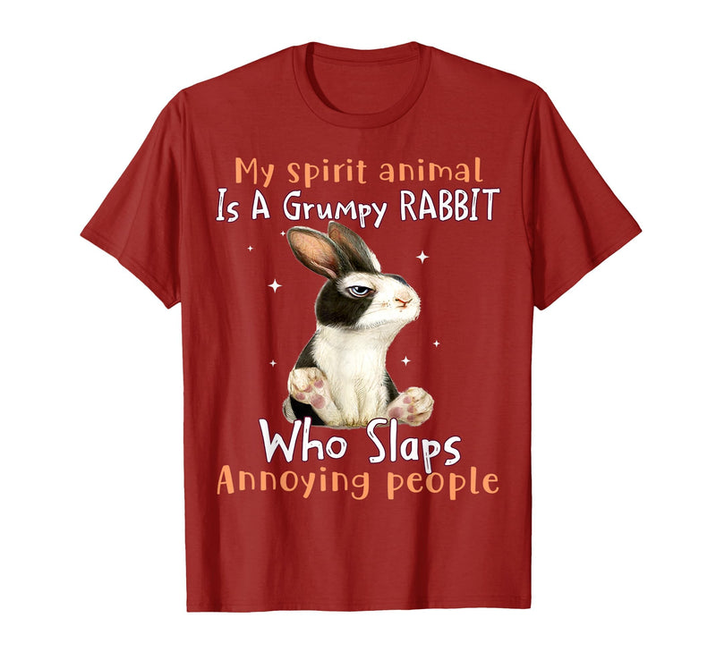 Cute Rabbit Lover Bunny Graphic T-Shirt (Dark Heather Grey) in Cranberry Red