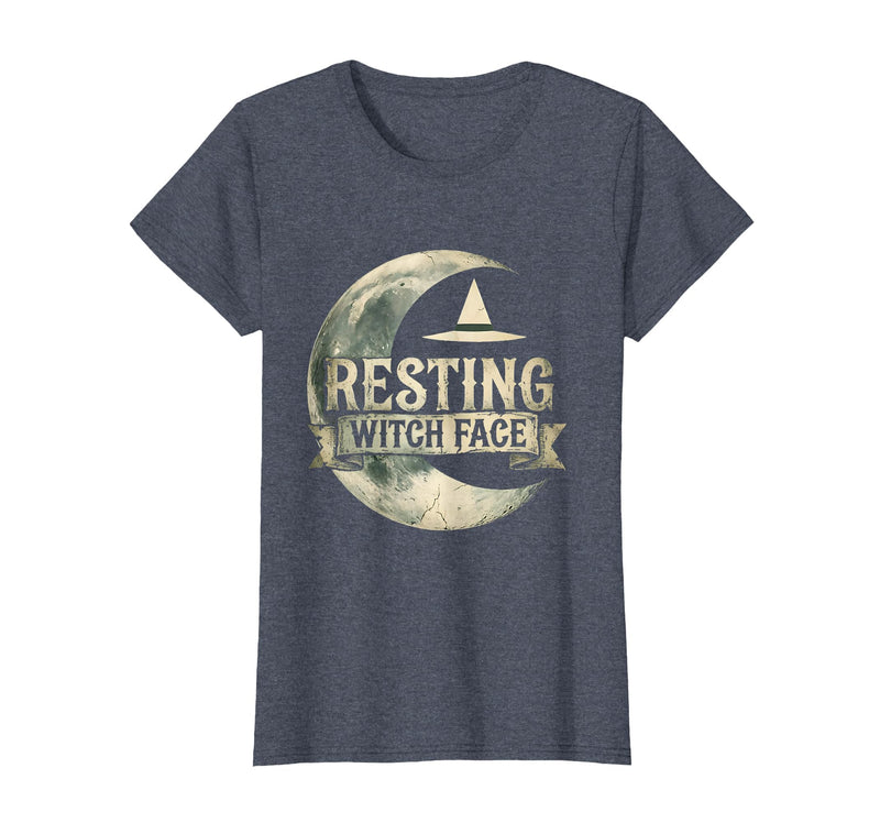 Mademark Resting Witch Face Halloween Design T-Shirt - Heather Blue