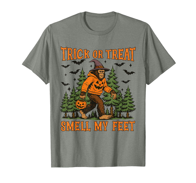 Bigfoot Halloween Costume Party Outfits Trick Or Treat Smell My Feet Bigfoot Halloween Sasquatch T-Shirt - Olive Heather