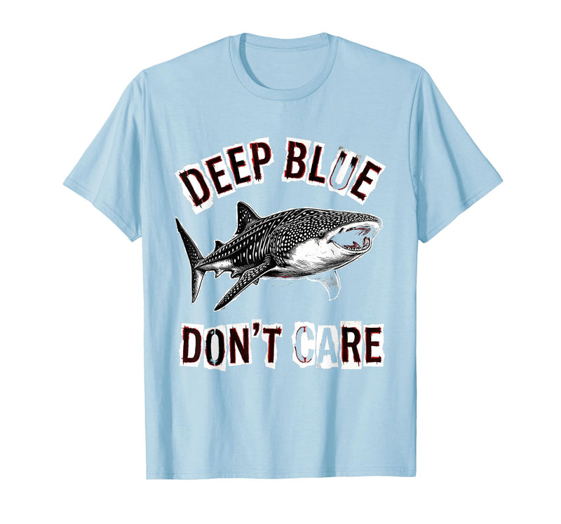 Mademark Deep Blue Don't Care Whale Shark Design T-Shirt - Baby Blue
