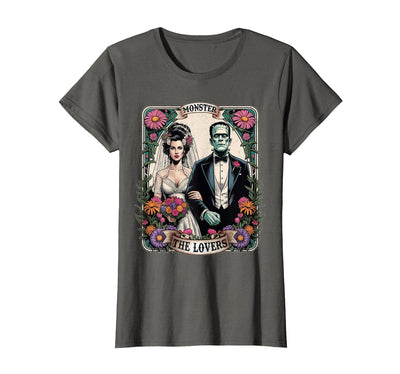 The Lovers Tarot Card Spooky Halloween Women Men The Monster Frankenstein and Bride The Lovers Tarot Card T-Shirt