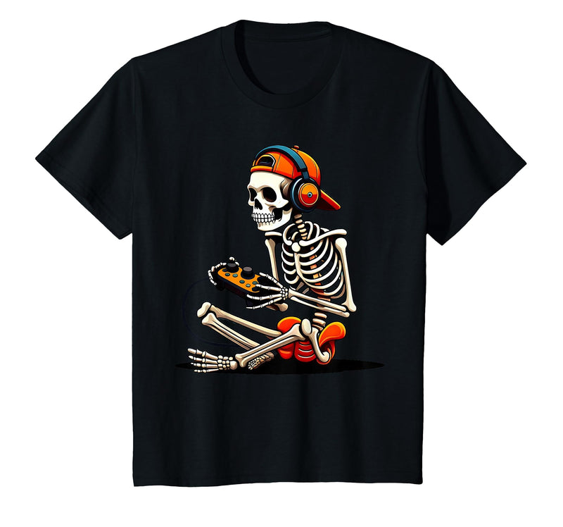 halloween skeleton shirts for teen boys men kids Halloween Skeleton Gamer Video Gaming Funny Gaming Skeleton T-Shirt - Black