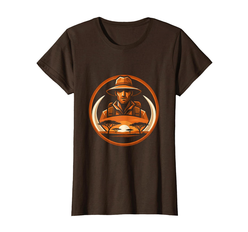 Mademark Safari Explorer Elephant Tusk Graphic Tee T-Shirt - Women - Brown