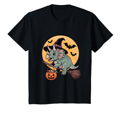 Triceratops Lover Dino Halloween Party Wear Triceratops Witch Hat Pumpkin Halloween Costume Men Women T-Shirt