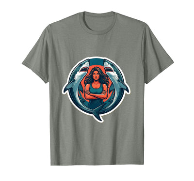 Twin Sharks Fierce Ocean Woman Graphic Design T-Shirt