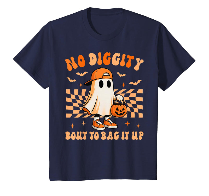 Ghost No Diggity Bout To Bag It Up Halloween Ades Ghost No Diggity Bout to Bag It Up Halloween Toddler Kids T-Shirt - Navy