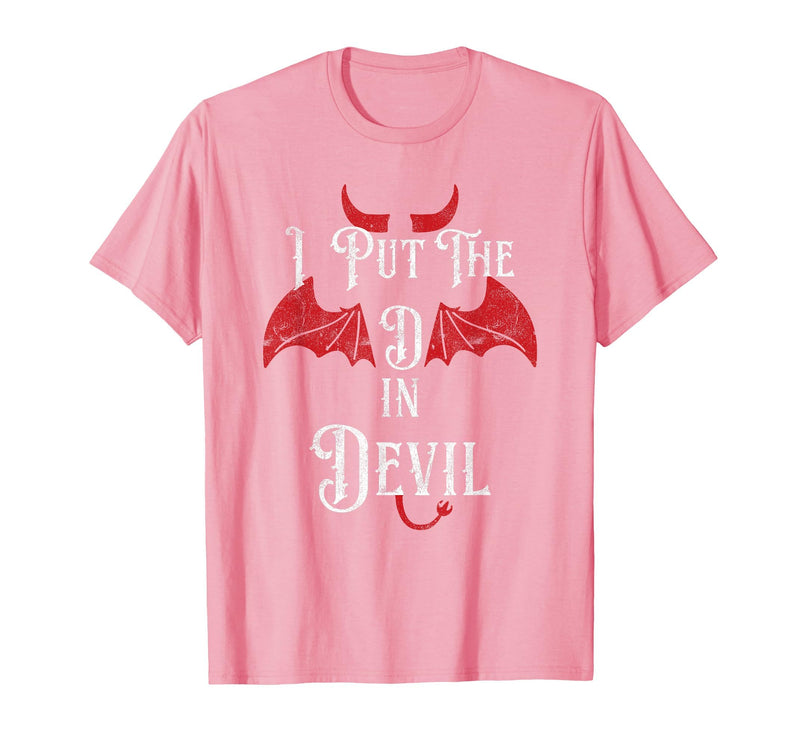 I Put the D in Devil Tees I Put the D in Devil Funny Halloween Matching Couple T-Shirt - Pink