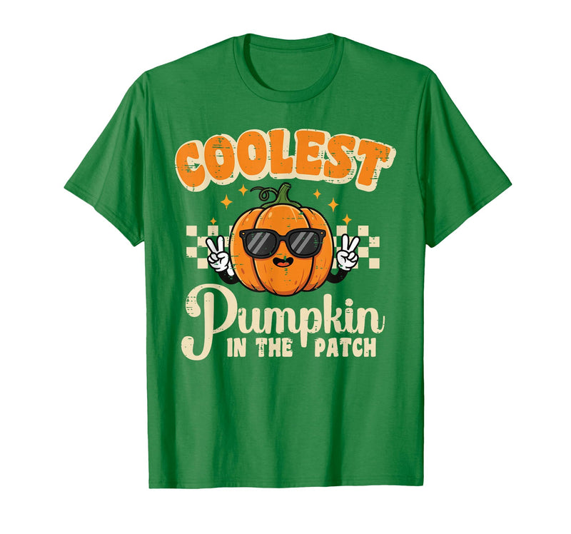 Halloween Shirts For Women Men Kids Boys Girls Halloween Coolest Pumpkin in Patch Costume Boys Kids Youth T-Shirt - Kelly