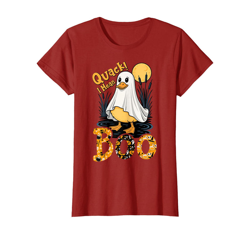 Duck Halloween Gifts Co. Quack I Mean Boo Duck Trick or Treat Spooky Halloween Party T-Shirt - Cranberry Red
