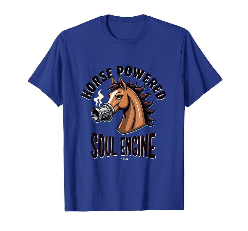Mademark Horse Powered Soul Engine Equestrian Design T-Shirt - Men - Royal Blue