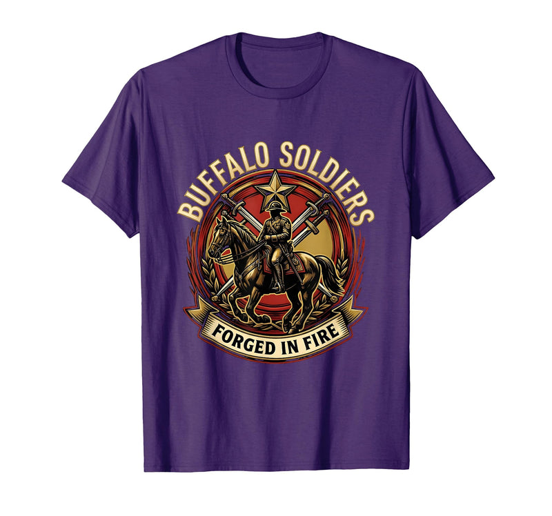 Mademark Buffalo Soldiers Forged in Fire Military Tribute T-Shirt - Purple