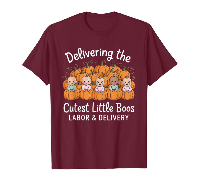 Spooky Nurse Halloween Labor and Delivery Gift Tee Delivering The Cutest Boos Labor & Delivery Halloween Nurse T-Shirt -