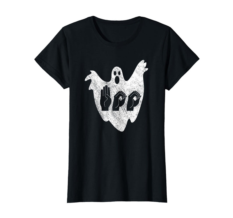 Sign Language Apparel Funny ASL American Sign Language Halloween T-Shirt - Black