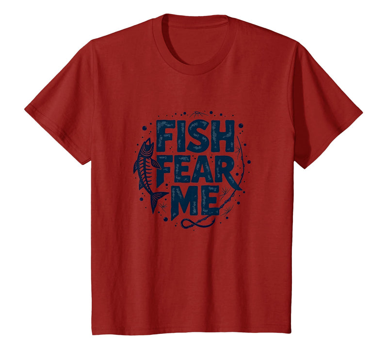 Mademark Fish Fear Me Funny Fishing for Men Angler Humor Quote T-Shirt - Cranberry Red