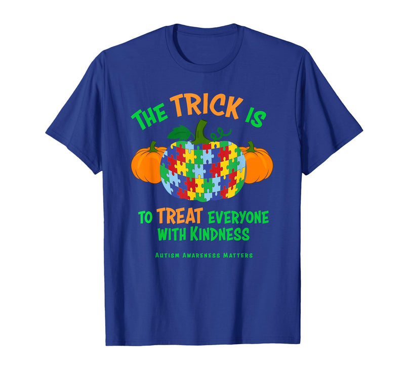 Presto Autism Awareness Halloween October Pumpkin Autism Awareness Halloween Fall October Puzzle Pumpkin T-Shirt - Royal Blue