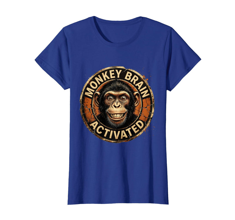 Mademark Monkey Brain Activated Funny Primate Design T-Shirt - Women - Royal Blue