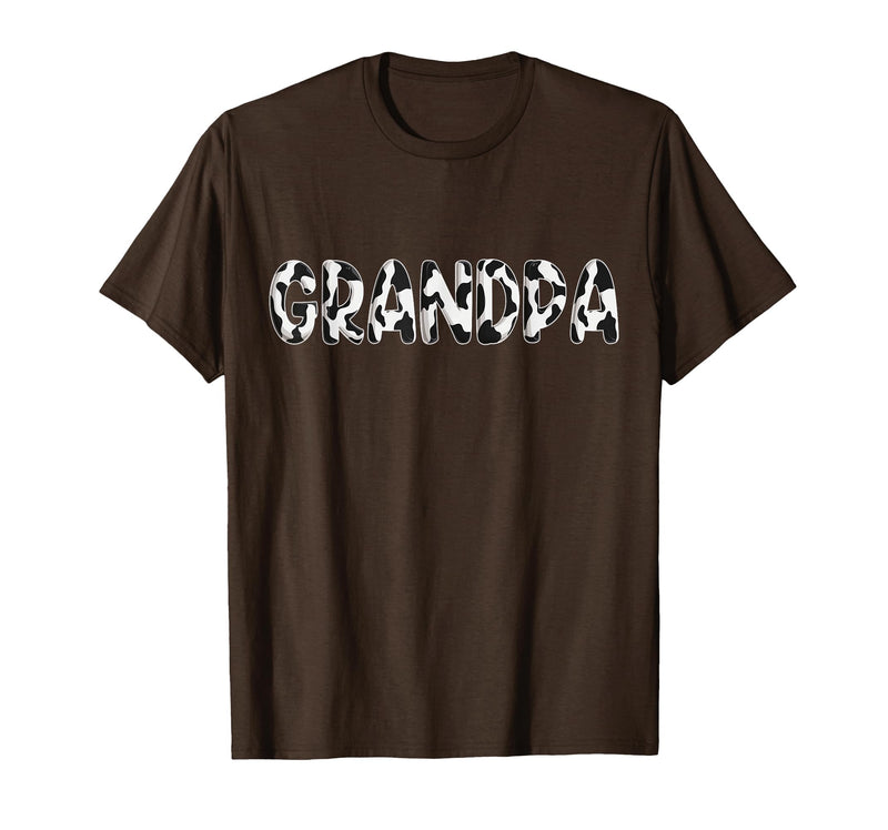 Cow Pattern Print Family Matching Birthday Shirts Cow Grandpa Birthday Family Matching Fathers Day Boy Girl T-Shirt - Brown