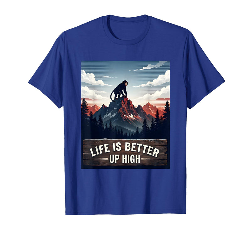 Mademark Life Is Better Up High Monkey Design T-Shirt - Men - Royal Blue