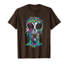 Skull & Halloween Designs for Bikers and Rockers Melting Skull Halloween Colorful Paint Drip Graphic T-Shirt - Brown