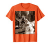 Funny Bunny Rabbit Selfie with T-Rex Tyrannosaurus Dinosaur T-Shirt in Orange