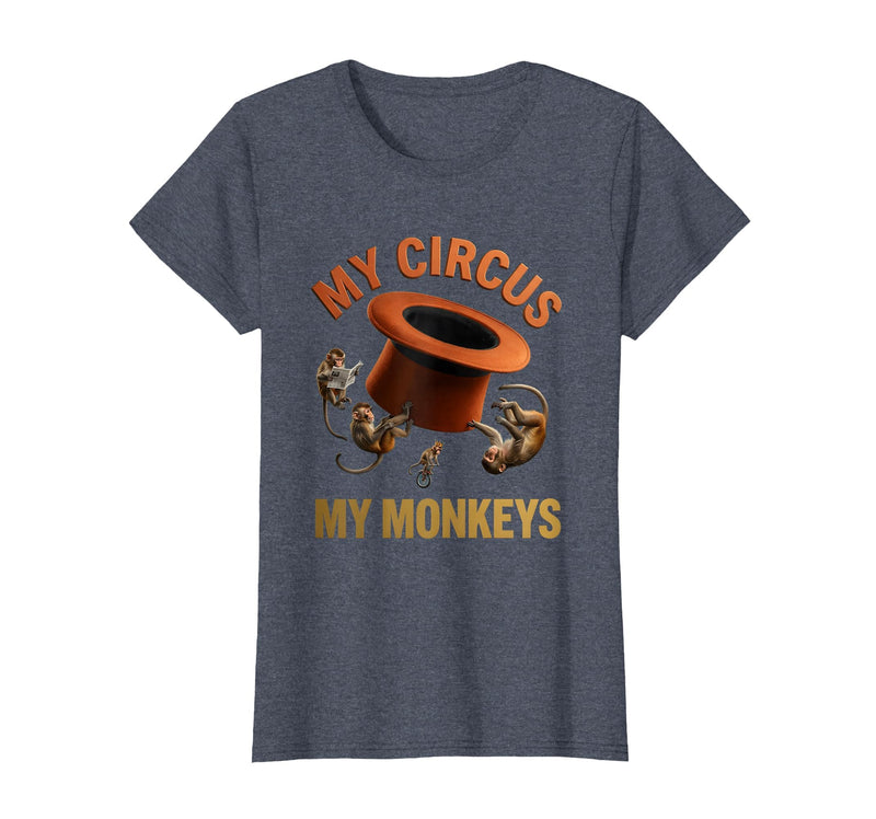 Mademark My Circus My Monkeys Funny Women Design T-Shirt - Women - Heather Blue