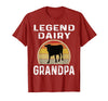 Funny Dairy Farmer Gifts Legend Dairy Grandpa Retro Sunset Cow Farming Funny Cattle T-Shirt - Cranberry Red