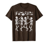 Dancing Skeletons Halloween Party Music Shirts Spooky Skeletons Symphony Halloween Dance Music Men Women T-Shirt - Brown