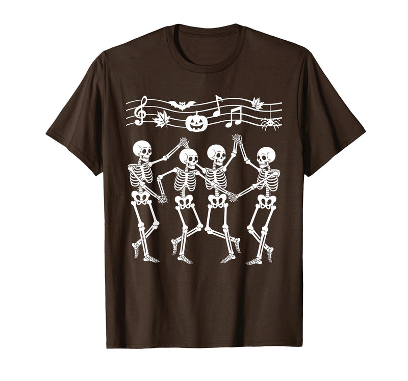Dancing Skeletons Halloween Party Music Shirts Spooky Skeletons Symphony Halloween Dance Music Men Women T-Shirt - Brown