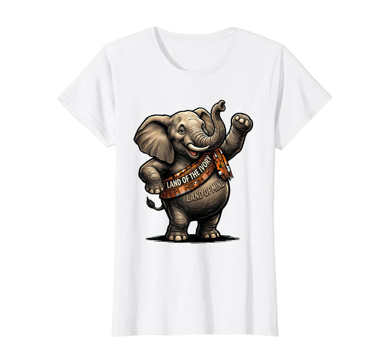 Mademark Land Of The Ivory, Land Of Mine Patriotic Elephant Design T-Shirt - Women - White