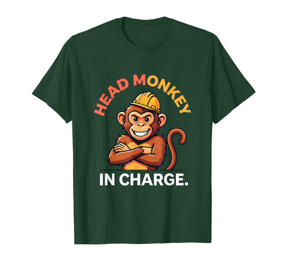 Mademark Head Monkey In Charge Circus Boss Design T-Shirt - Men - Dark Green