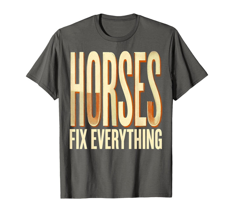 Mademark Horses Fix Everything Equestrian Design T-Shirt - Men - Asphalt Grey