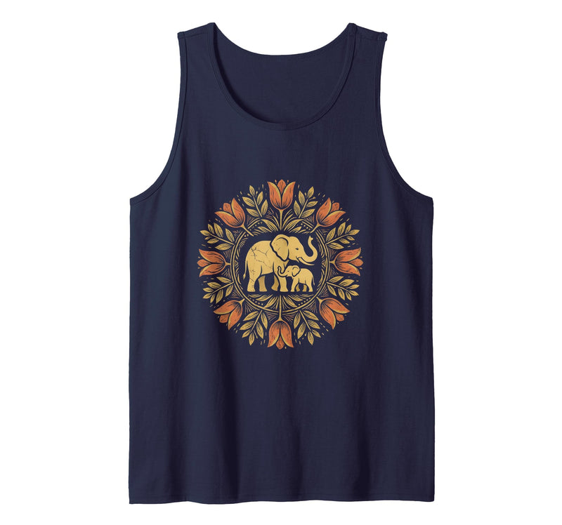 Mademark Mother Elephant Nudging Newborn Calf Maternity Tank Top - Men - Navy Blue