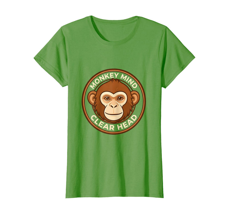 Mademark Monkey Mind Clear Head Sober Living Design T-Shirt - Women - Grass Green