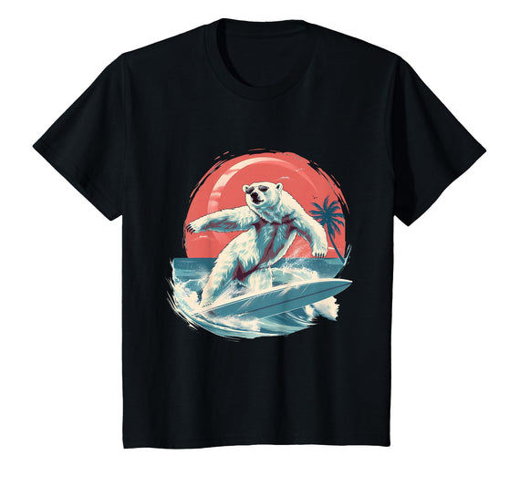 Sea Ocean Animal Art Polar Bear Ocean Sea Animal Surfing Ocean Sea Polar Bear T-Shirt - Black