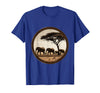 Mademark Elephant Herd Crossing Dusty Savanna Plains T-Shirt - Men - Royal Blue