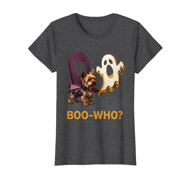 Mademark Boo-Who? Funny Yorkie Skeleton Halloween Dog Lover T-Shirt - Dark Heather Grey