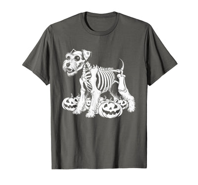Miniature Schnauzer Lovers Halloween Dog Costume Miniature Schnauzer Skeleton Birthday Halloween Mens Womens T-Shirt