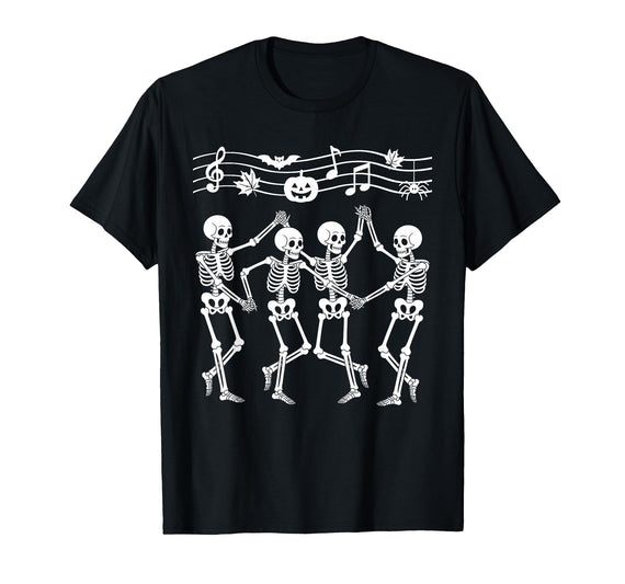 Dancing Skeletons Halloween Party Music Shirts Spooky Skeletons Symphony Halloween Dance Music Men Women T-Shirt - Black